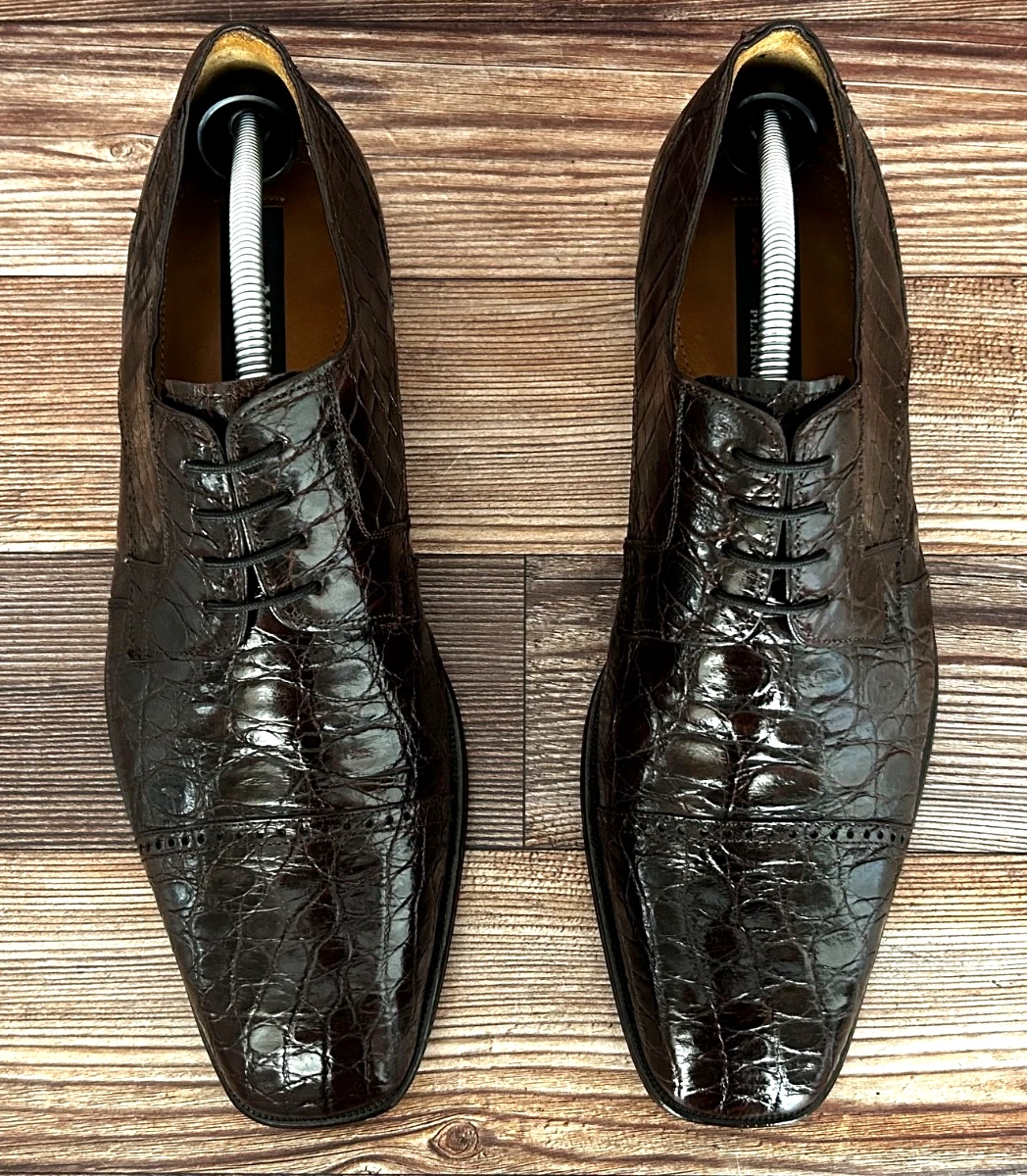 Mezlan Platinum Calvello US 9.5M Men Oxford Shoe Mezlan Platinum Calvello Black Genuine Lizard Oxford Shoes  main image 2