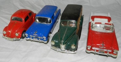Lot of 4 Diecast Cars - 2 sentry Hardware Banks, 1 Ertl Wix Bank + Volkswagen