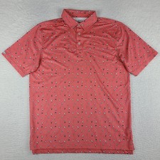 Straight Down Polo Shirt Mens Medium Dark Orange Performance Golf Short Sleeve