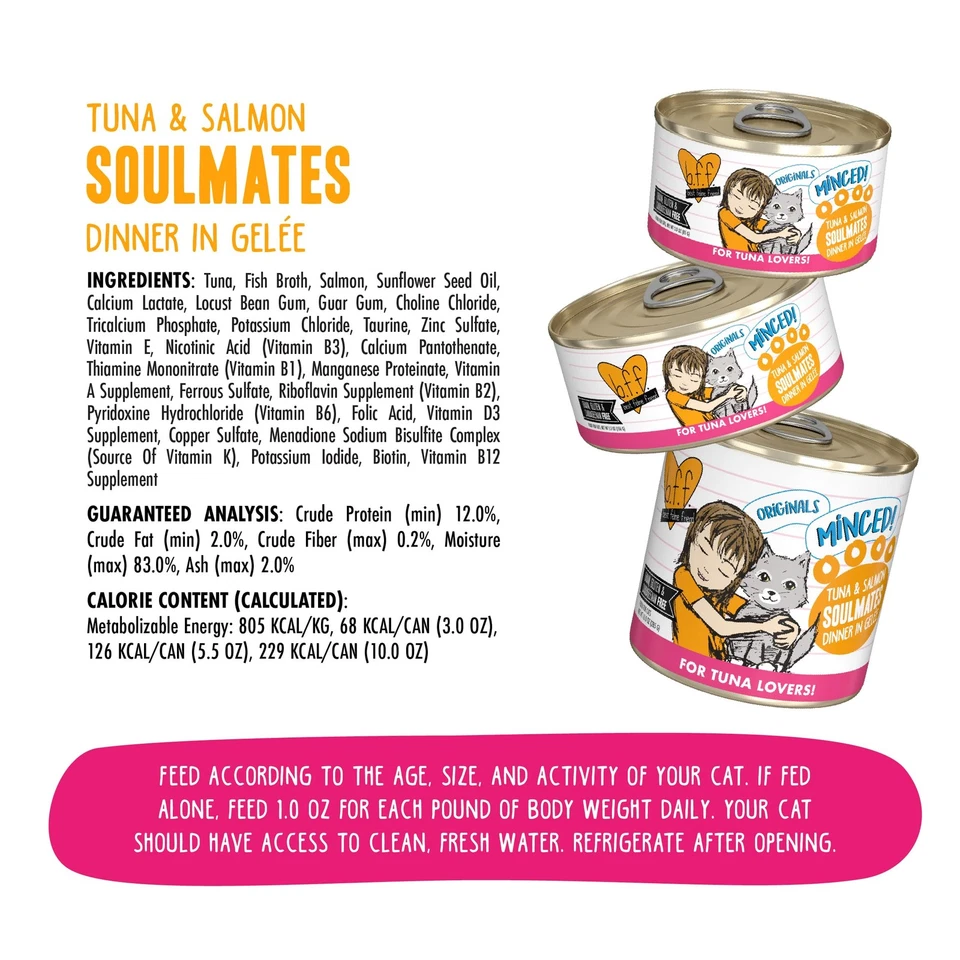 BFF Minced Natural Wet Cat Food, Tuna and Salmon Soulmates in Gelee, 10oz Can... - Image 4 of 4