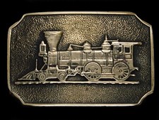 TB13166 NOS VINTAGE 1970s  STEAM ENGINE TRAIN  RAILROAD SOLID BRASS BUCKLE