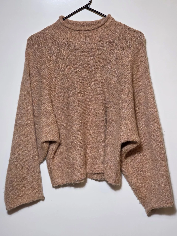 Suéter William Rast Mujer Pequeño Lana Cuello Alto Simulado Mangas Dolman Naranja Óxido Foto 4 de 4