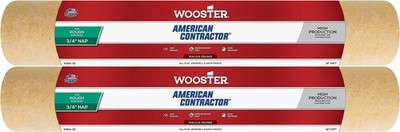 Wooster 18'' American Contractor 3/4'' Nap Roller Cover 2-Pack, R364-18-2PK