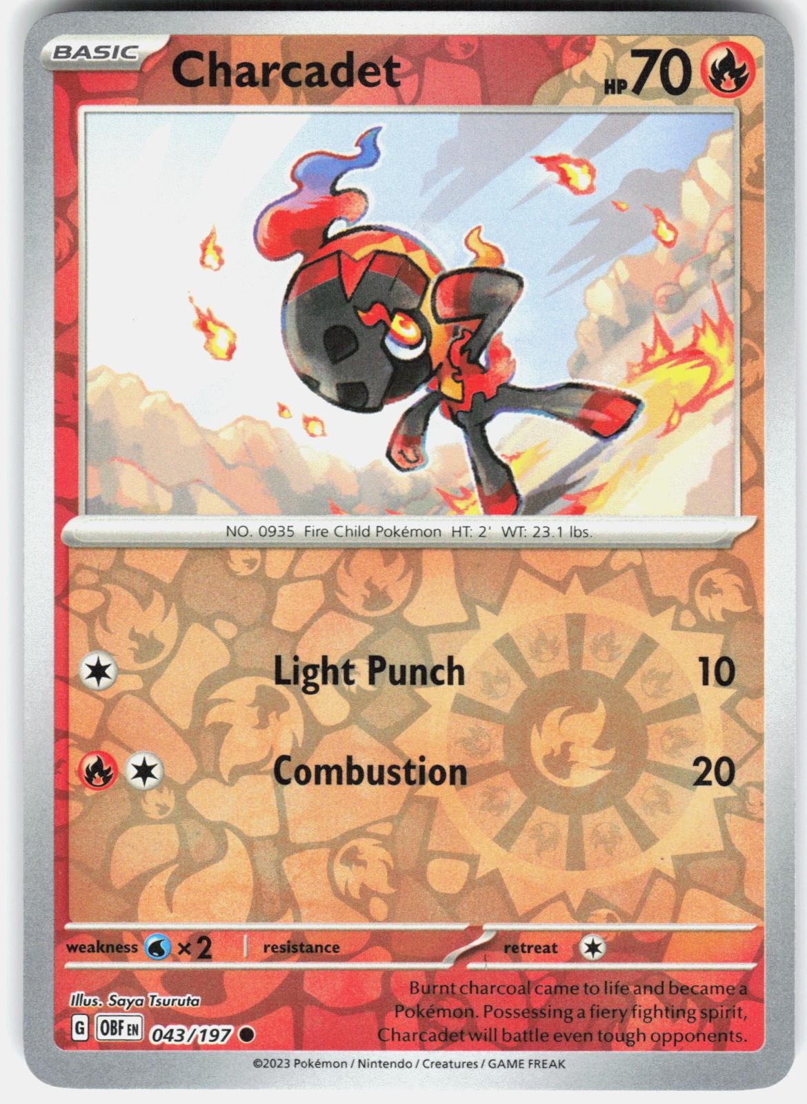 Charcadet 043/197 Common Obsidian Flames Pokemon Reverse Holo Near Mint