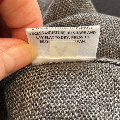 Women’s Eileen Fisher Size Large Gray 100% Linen Long Line Open Front Cardigan - Afbeelding 11 van 11