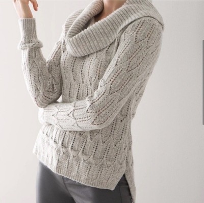 White House Black Market Cowl Neck Sweater Size XL In Shimmering Biscotti Lunar