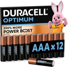 Duracell Optimum AAA Alkaline Batteries 12 Pack MX2400 Reliable Daily Power