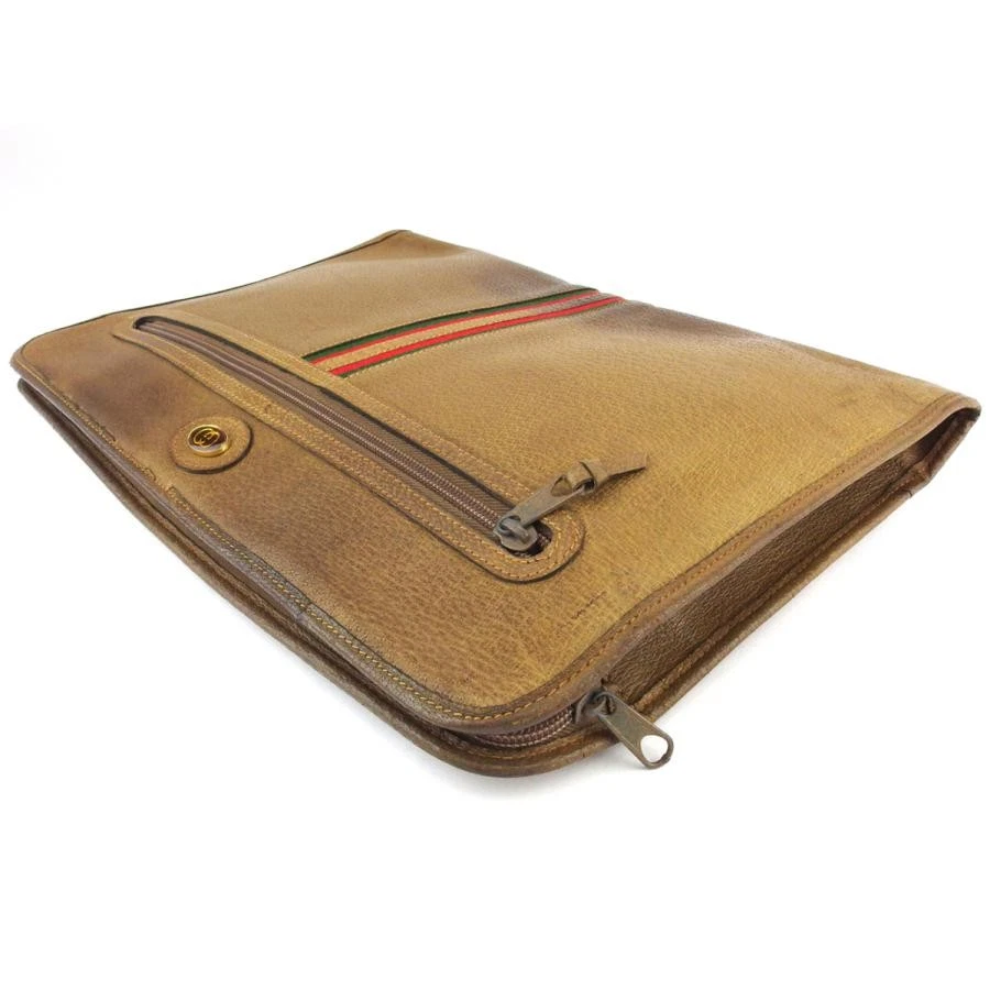 Gucci винтажный бизнес портфель коричневый зеленый красный кожаный кошелек подлинный - Изображение 3 из 4