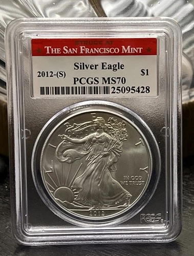 2012 (S) Silver Eagle PCGS MS70 The San Francisco Mint Red Label. ASE