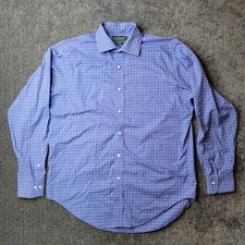 Lauren Ralph Lauren Classic Fit Non Iron Dress Shirt Men's 16 32/33 Blue Plaid