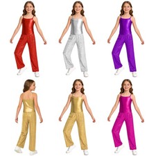 Girls Set Performance Dancewear Concert Ballroom Crop Tops Outfits Latin Modern