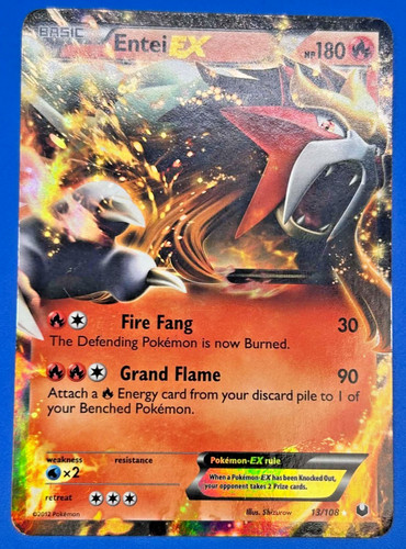 2012 Pokemon Entei EX 13/108 Ultra Rare Full Art Holo Dark Explorers