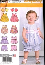 1141 UNCUT Simplicity Sewing Pattern Infant Dress Jumper Top Pantaloons Bolero