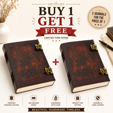 Handmade Leather Journal 6x8 Lock Diary Vintage Notebook200Blank Pages BOGO Free