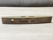VINTAGE BRASS WOOD WOODEN SPIRIT LEVEL RABON 1625 WARRANTED TOP BRASS