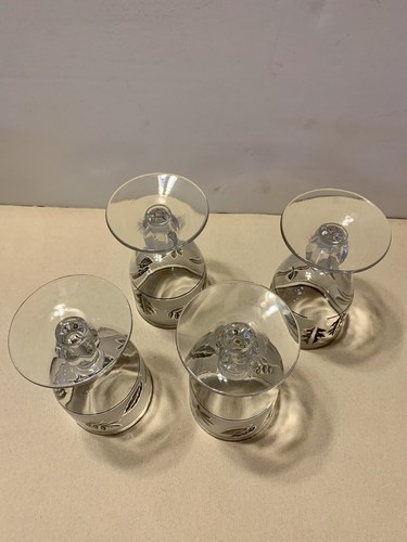 Set Of 4-VINTAGE LIBBEY SILVER LEAF WINE GLASSES MID CENTURY MODERN MCM - Picture 11 of 16