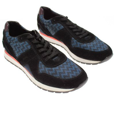 Swims NWOB Lace-Up Casual Sneakers Size 10 US in Blue/Black Chevron Pattern