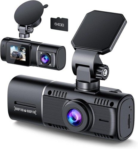 TOGUARD 1080P Dual Dash Cam Front Inside Car Recorder Camera Night Vision 64GB