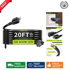 16/3 Black 20 FT Extension Cord for Safe Power - Ideal for Indoor Appliances