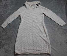 Sandra Darren Dress Women's Medium Beige Turtle Neck Long Sleeve Knit Dress