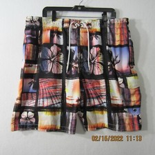 Sonoma Trunks Mens Large Red Blue Orange Swim Shorts Pockets Otdoor Casual Men