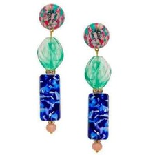 LELE SADOUGHI STACKED STONE EARRINGS-OCEAN BLUE. Retail 195