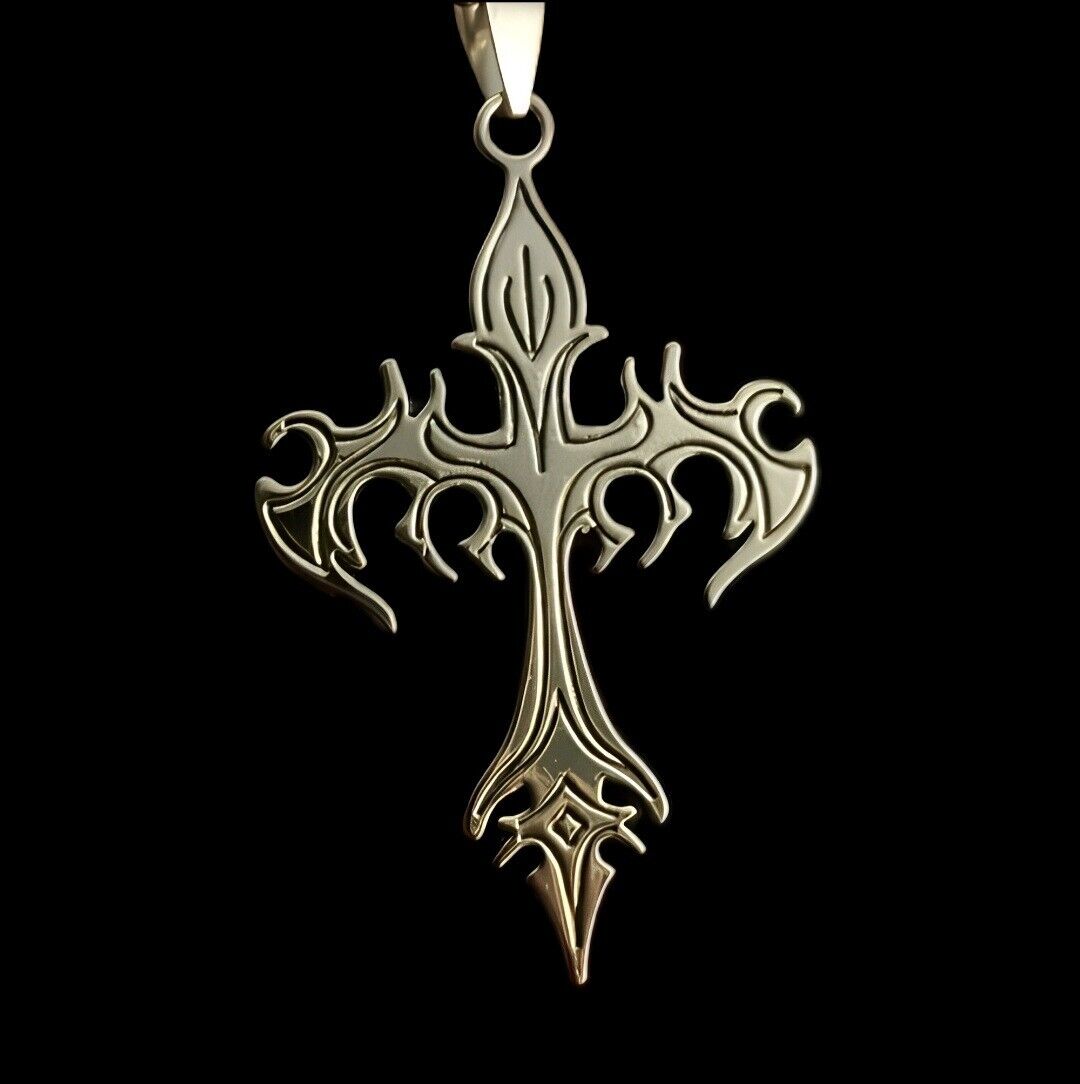 Streetwear Gothic Christ Cross Chain Necklace Y2k Chrome Streetwear Gothic Christ Cross Chain Necklace Y2k Chrome