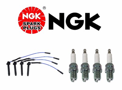 NGK Set of 4 Platinum Spark Plugs & Ignition Wires 7MM For Forester Impreza Baja