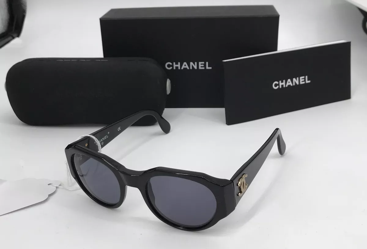 Chanel 2005 Black Narrow Crystal Embellished Sunglasses · INTO