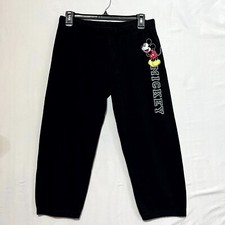 Disney Mickey Mouse Jogger Pants Junior  Medium Black Cotton Pockets Drawstring