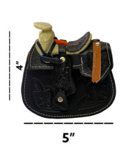 HAND TOOLED LEATHER SMALL SADDLE BAG , SADDLE BAG , CROSSBODY, 4" X 5" , BLACK