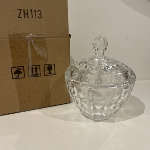 14 cm Retro Dekorativer Glasdeckel Süßigkeiten/Schmuck Aufbewahrungstöpfe X2 - Bild 1 von 3