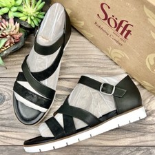 NIB Sofft Maretta Strappy Sandal Closed Heel Black Leather 8M 39