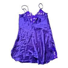 Victoria's Secret Gold Label Purple Lace Trim Mini Slip Dress Women's Medium