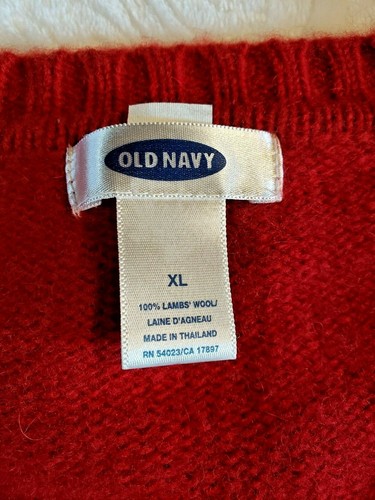 Old Navy Womens Red Lambswool Sweater Pullover Sz XL V Neck - Picture 5 of 7