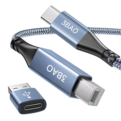 USB B to USB C Printer Cable 1M （3.3 FT ） with USB a to USB C Female Adapter,Usb
