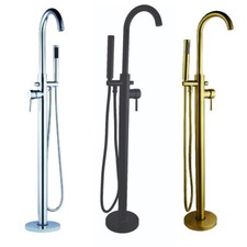 Floor Standing Freestanding Bath Tap Black Brushed Brass Chrome UK Sell Branded