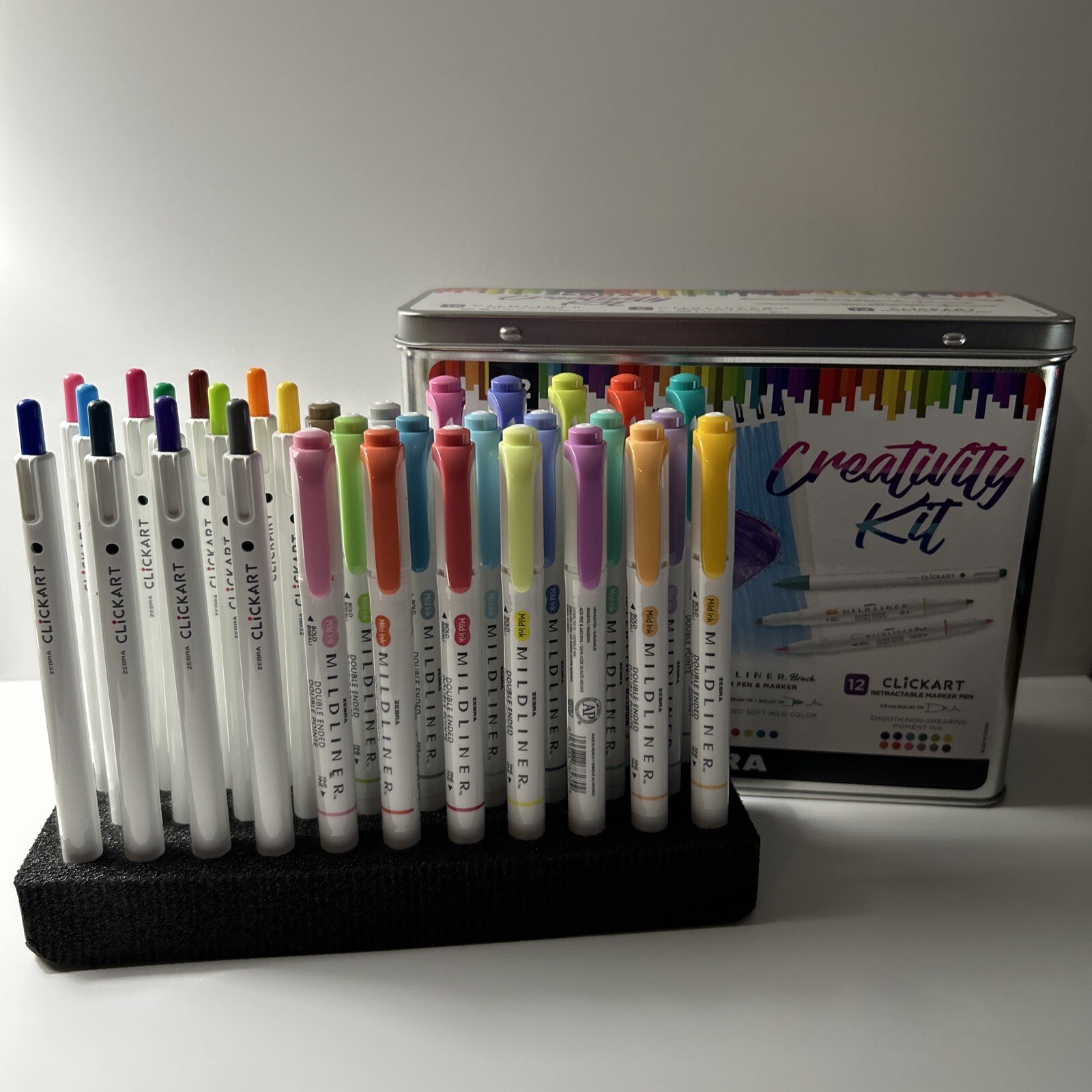 32 Piece Zebra Creativity Kit Retractable Marker Brush Pen Marker Set