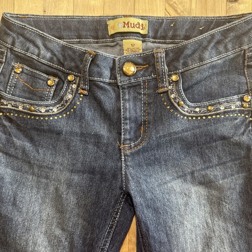 Girls Vintage Mudd Jeans size 12 Flap Pocket Rhinestone Bootcut - Picture 4 of 14
