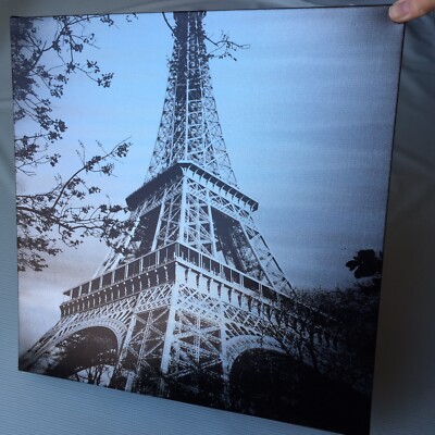 Eiffel Tower Wall Art Hanging Canvas Print Sepia Tone Glossy Paris France Decor