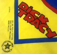 Vintage 1990's Dick Tracy Handkerchief Bandana Disney Movie 21  x 21" inches
