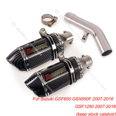 For Suzuki GSF 650 Bandit 1250 2007-2016 Exhaust System 51mm Tips Mid Link Pipe