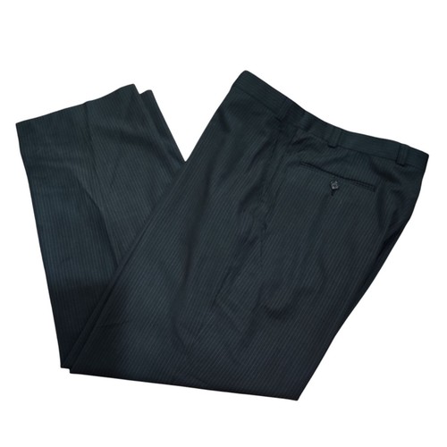 Calvin Klein 36 W x 30 L Black Wool Dress Pants Blue Pinstripe Vintage Trousers - 第 1/9 張圖片