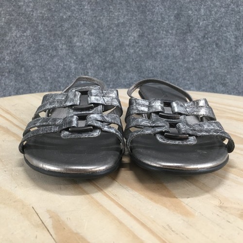 Sandali Karen Scott donna 7,5 M slingback argento punta aperta casual tacco a blocco - Foto 7 di 17