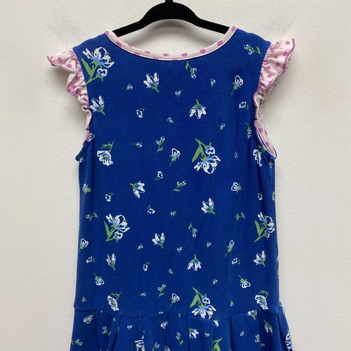 Matilda Jane Girls Blue Floral V-Neck Flutter Sleeve Photo Op Fit Flare Dress 8 - Picture 5 of 8