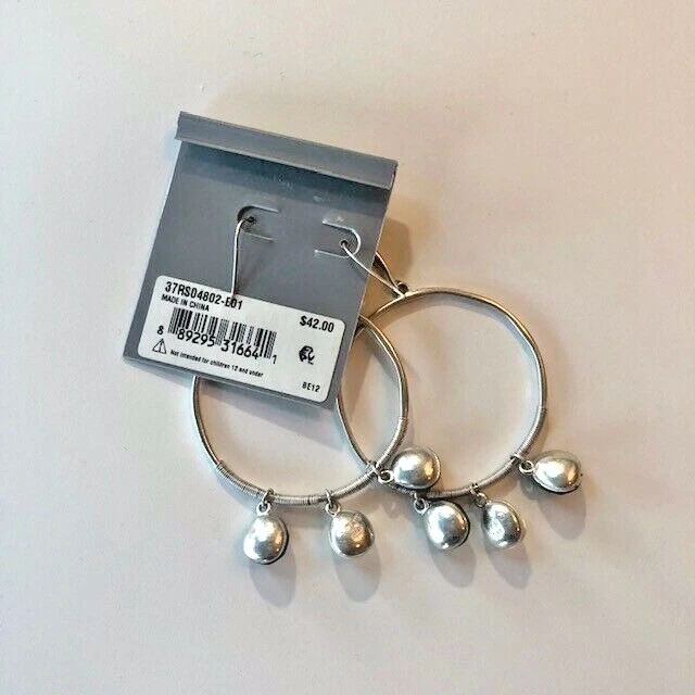 Pendientes de aro de piedra geométrica Robert Lee Morris SoHo azul/blanco plata nuevos en caja Foto 2 de 2