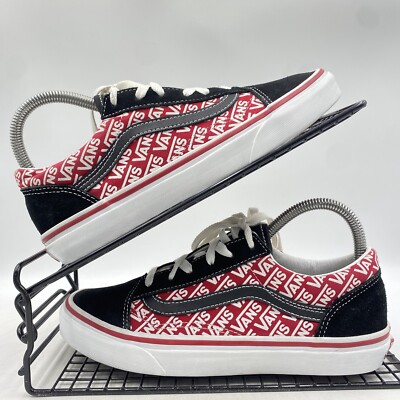 Vans Old Skool Red Black Trainers Size UK Womens All Over Print Low Top  Gym UK