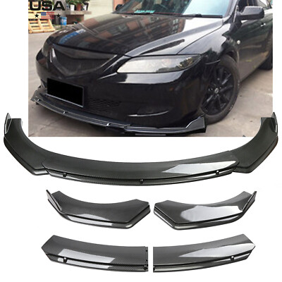 Front Bumper Lip Splitter Spoiler Carbon Fiber Style For Mazda 2 3 5 6 CX-3 CX5