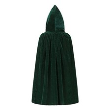 Kids Hooded Velvet Cloak Cape Polyester Halloween Cosplay Costume Dress Up