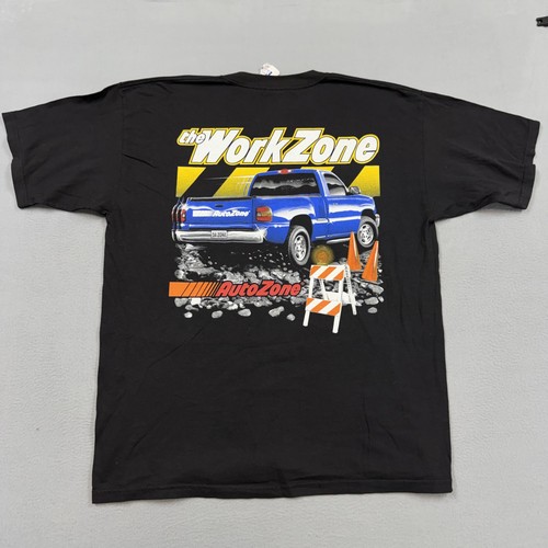 Vintage AutoZone Shirt Mens XL Black WorkZone Truck Promo Grapic Nascar 90s